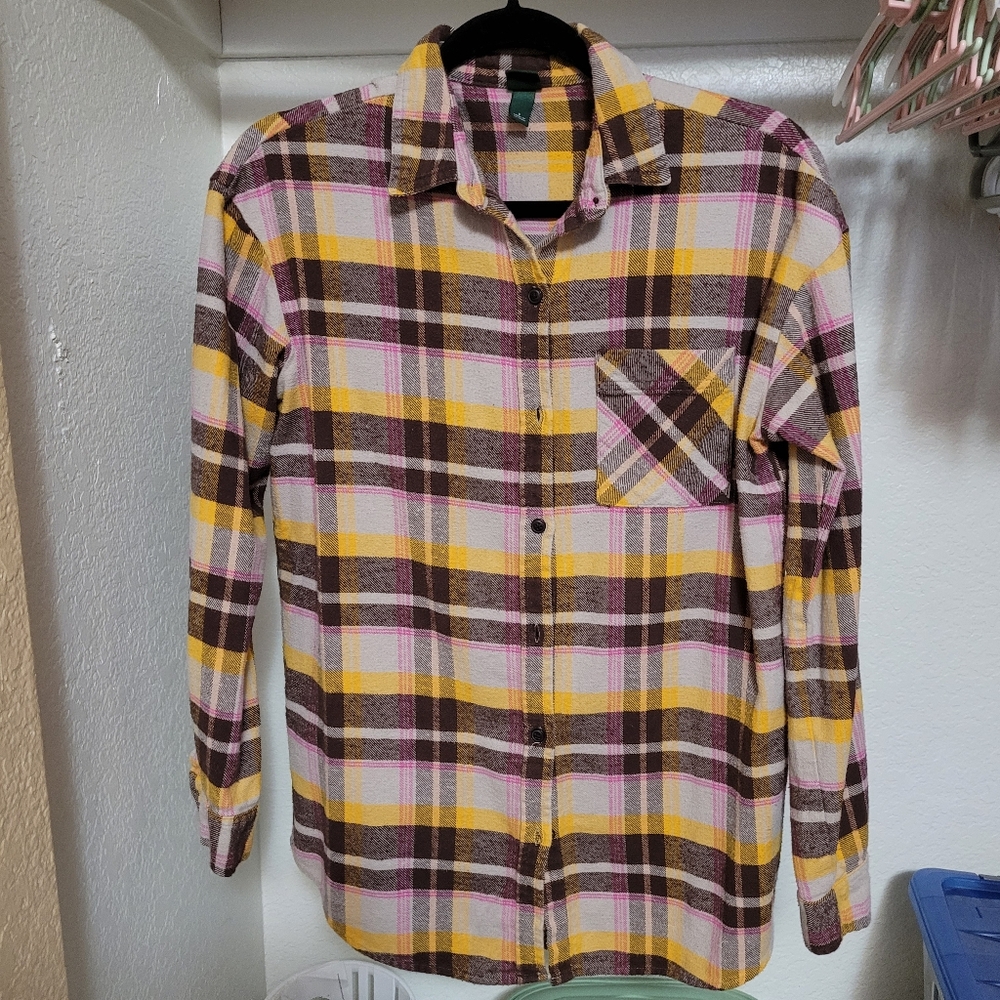 Wild Fable Yellow and Brown Casual Button Down Shirt